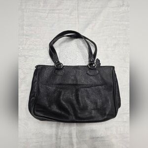 Roots Black Leather Tote Bag